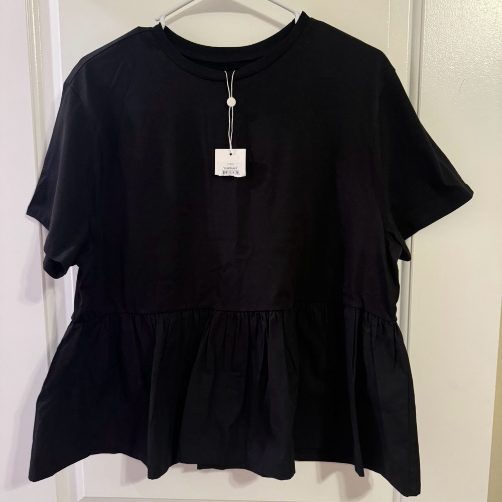 NWT Mudpie Black Ruffle Women's Top Shirt Small